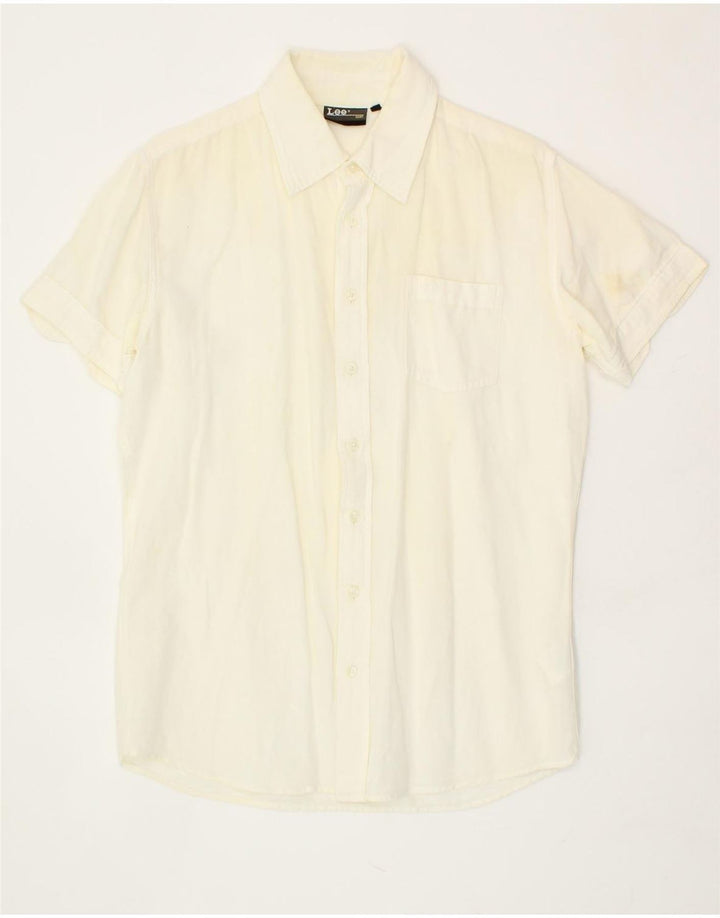 LEE Mens Short Sleeve Shirt Medium Off White Vintage Lee and Second-Hand Lee from Messina Hembry 