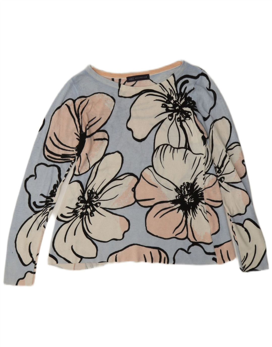 Blusa feminina Marks & Spencer Reino Unido 8 algodão floral azul pequeno