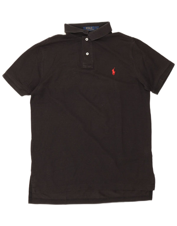 Polo Ralph Lauren Mens Custom Fit Camisa Polo Grande Algodão Preto