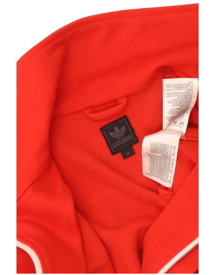 Adidas Womens Tracksuit Top Jacket UK 12 Médio Algodão Vermelho