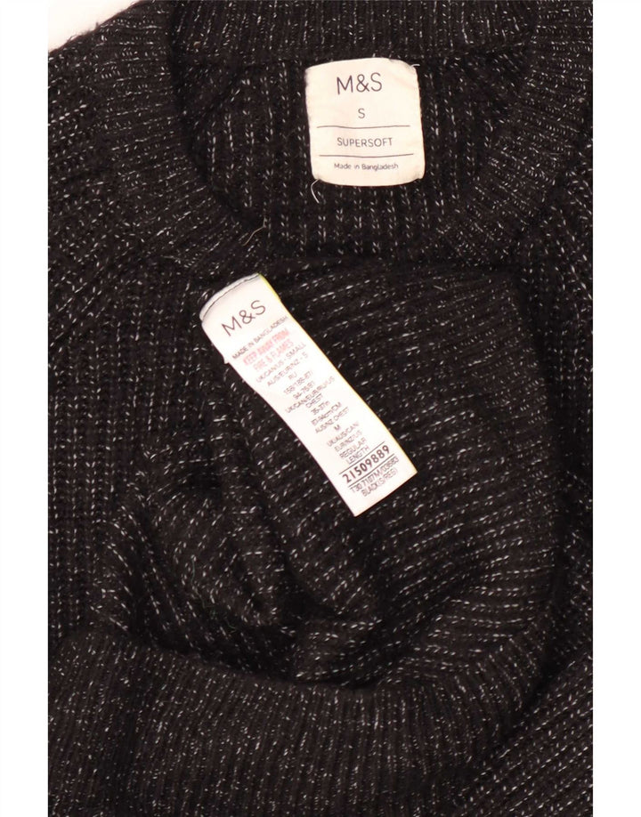 Suéter masculino Marks & Spencer com gola redonda, poliamida manchada preta pequena