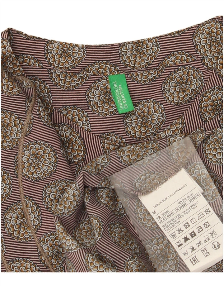 Blusa feminina Benetton com babados na frente Reino Unido 14 cinza médio floral