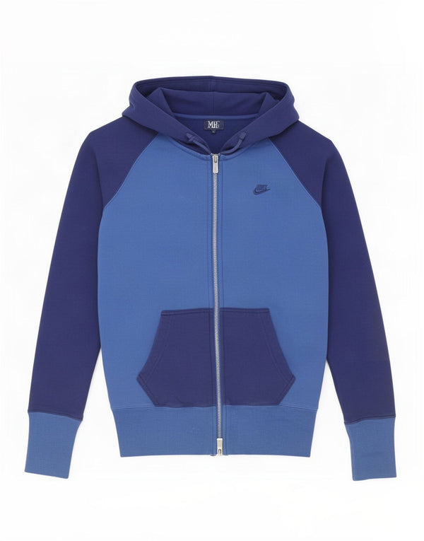 Suéter Nike masculino com capuz e zíper UK 10 pequeno azul colorblock algodão