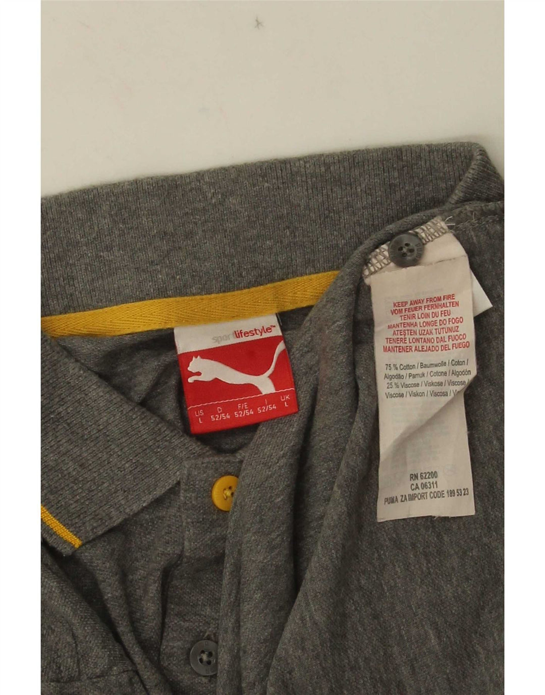 Camisa polo masculina Puma grande algodão listrado cinza