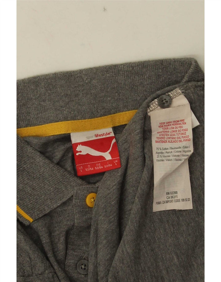 Camisa polo masculina Puma grande algodão listrado cinza
