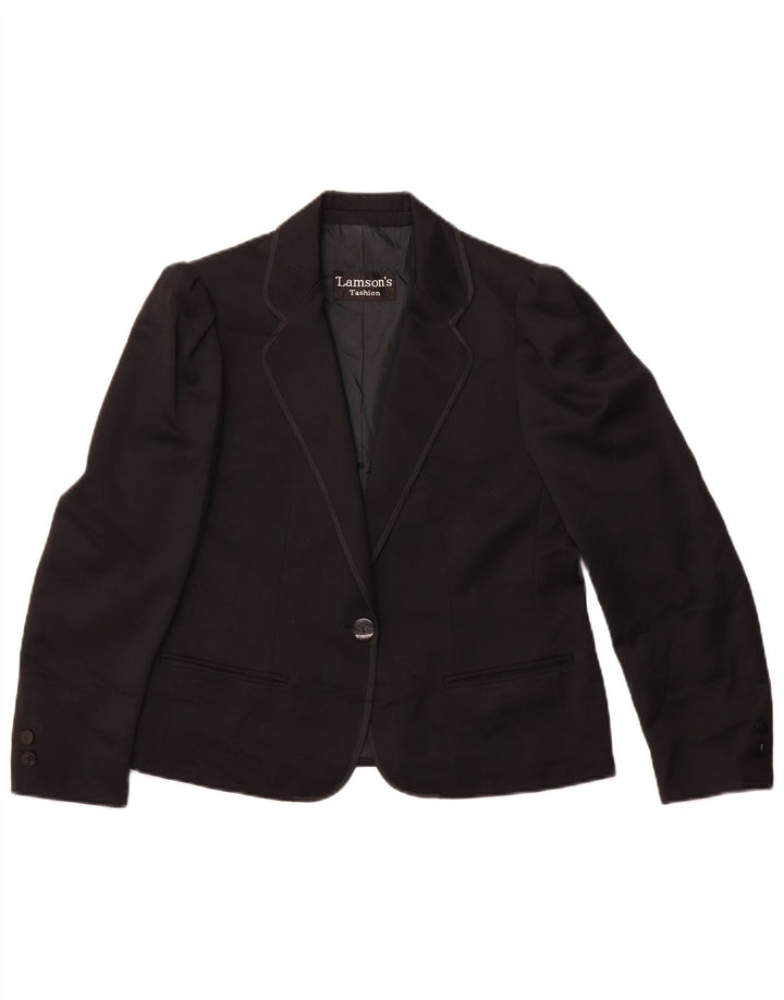 Jaqueta blazer feminina VINTAGE com 1 botão IT 42 lã preta média
