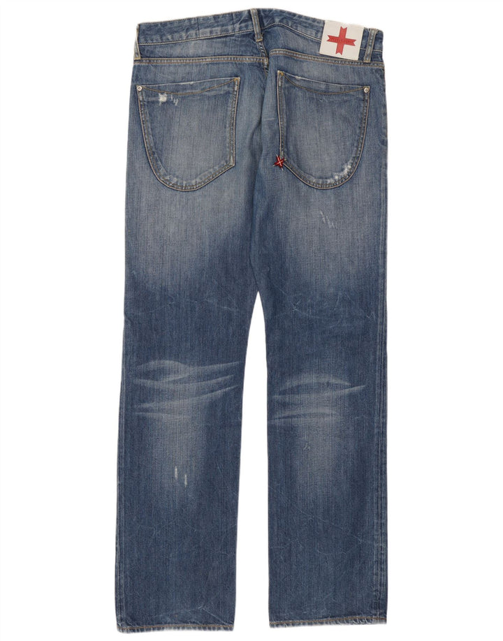 Zu Elements Calça jeans reta masculina desgastada W36 L35 algodão azul