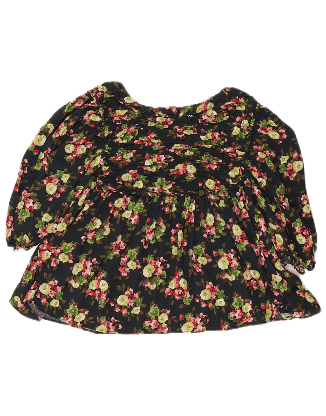 Blusa cropped feminina Zara UK 12 médio preto floral