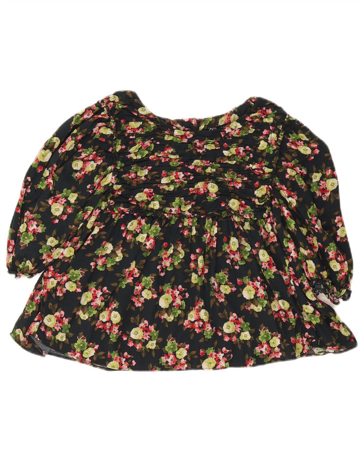 Blusa cropped feminina Zara UK 12 médio preto floral