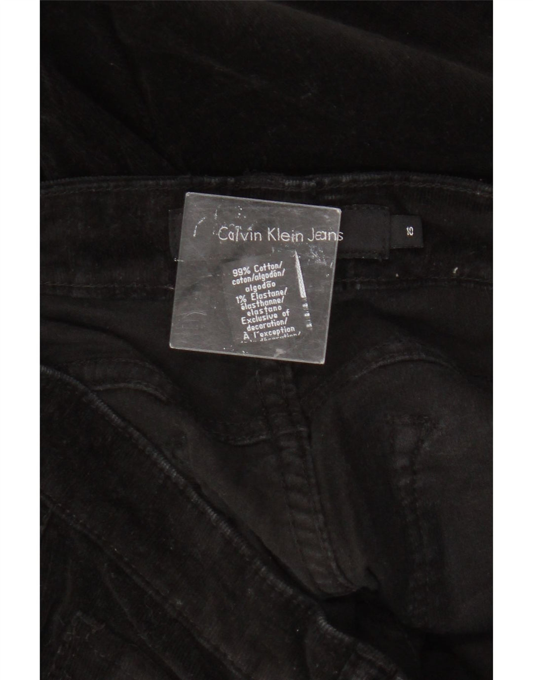 Calça feminina Calvin Klein de veludo cotelê US 10 médio W32 L30 preta