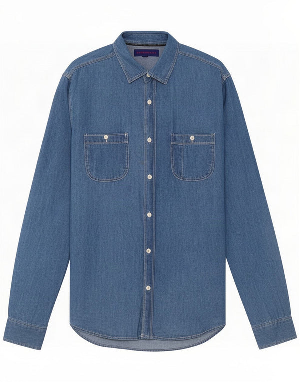Camisa jeans masculina Aeropostale Algodão azul médio