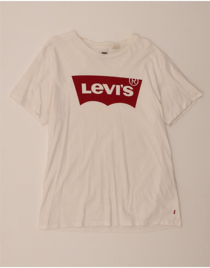 LEVI'S Mens Graphic T-Shirt Top Large White Cotton Vintage Levi's and Second-Hand Levi's from Messina Hembry 