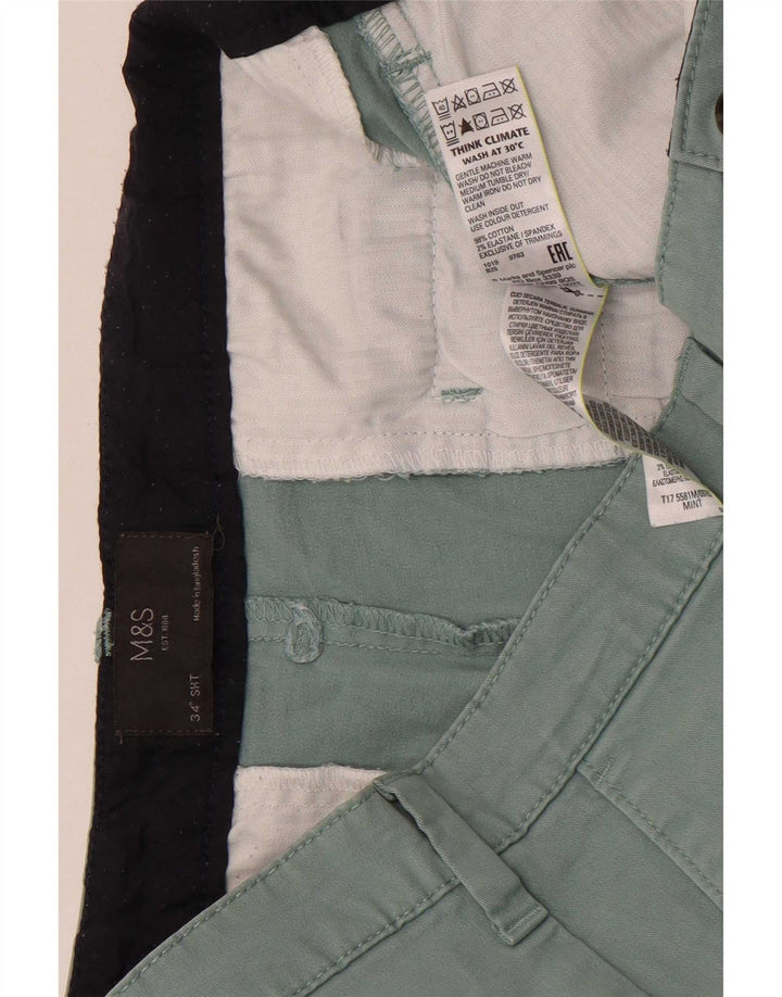 Shorts chino masculino Marks & Spencer W34 grande algodão verde