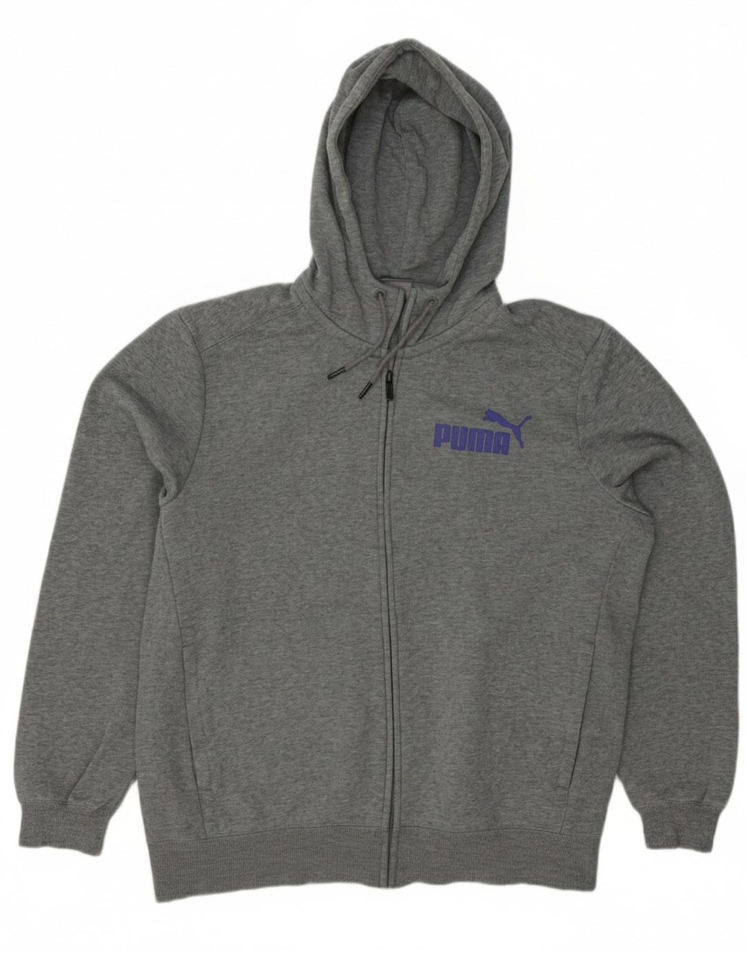 Suéter masculino PUMA com capuz e zíper gráfico grande algodão cinza