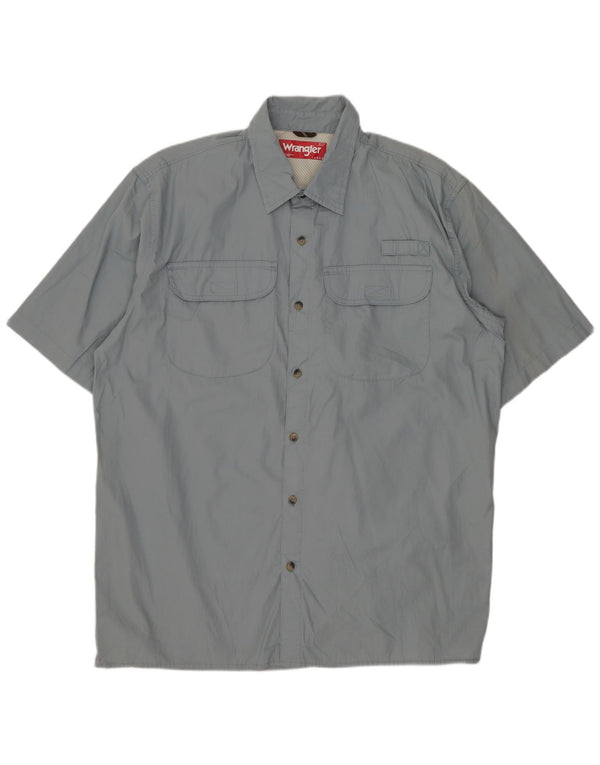 Wrangler Camisa masculina de manga curta grande algodão cinza