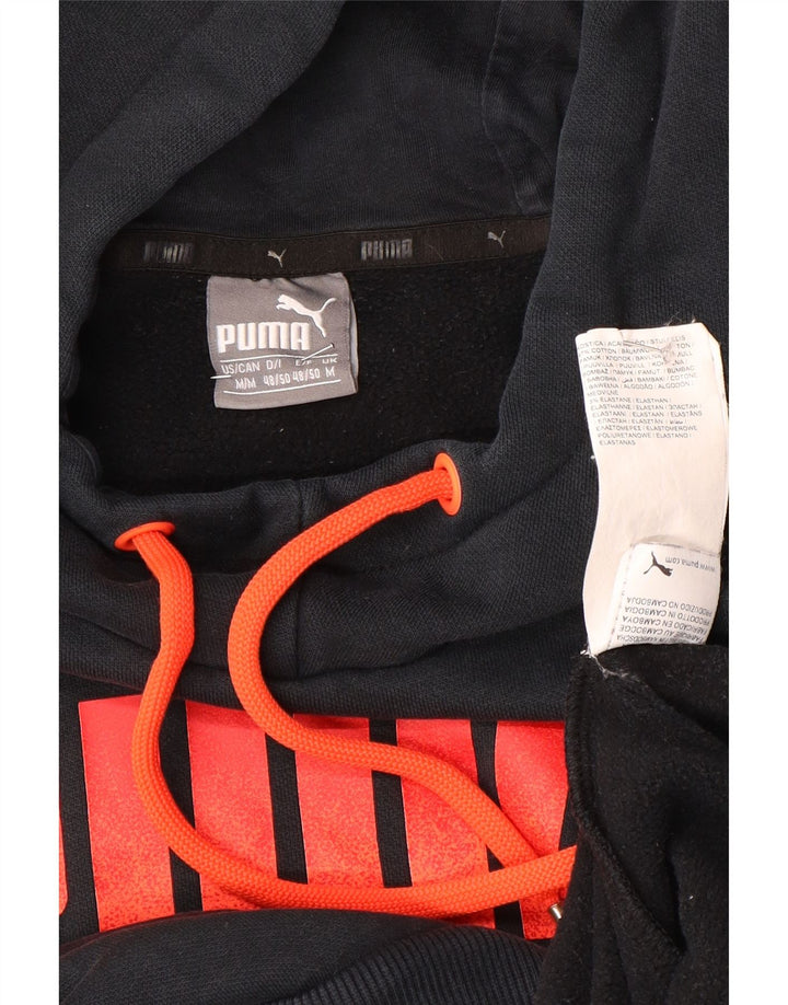 Puma masculino gráfico moletom com capuz médio algodão preto