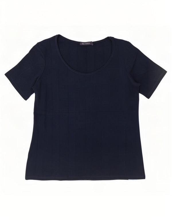 Camiseta feminina Marks & Spencer UK 16 grande algodão azul marinho