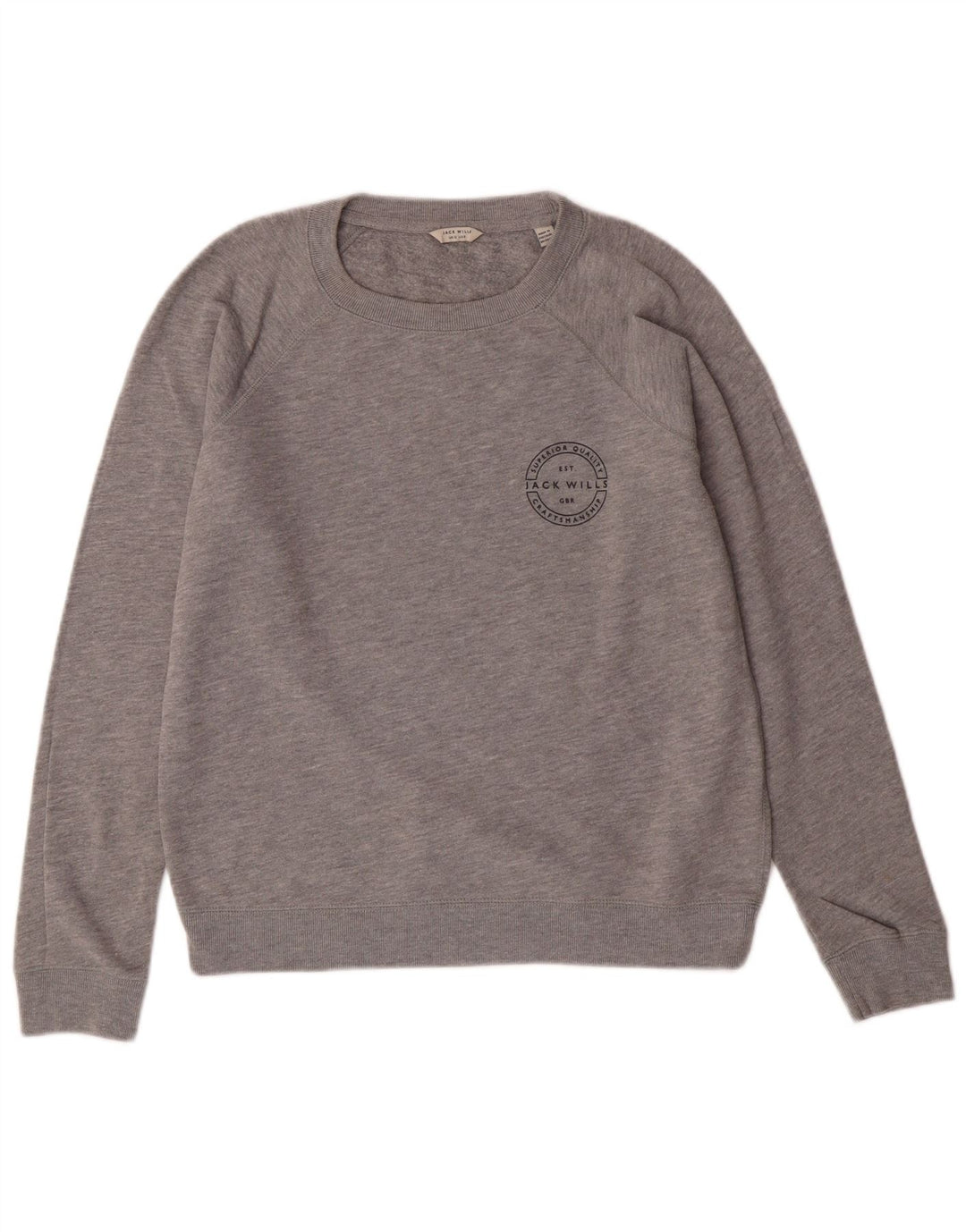 JACK WILLS moletom feminino jumper UK 12 algodão cinza médio