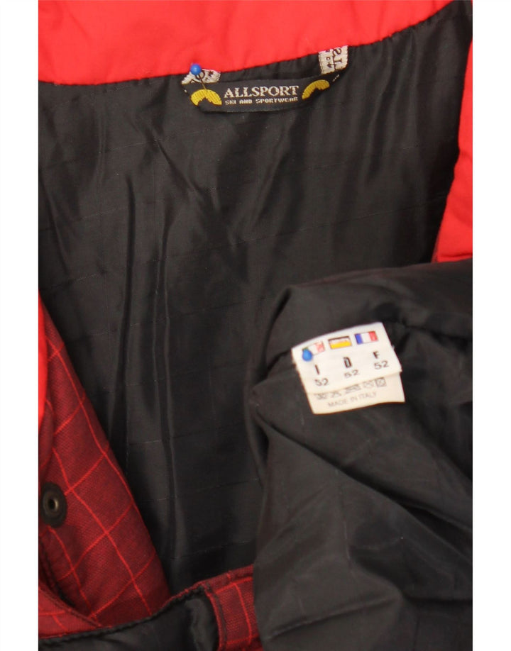 Jaqueta de esqui masculina vintage IT 52 XL Borgonha Check Poliamida