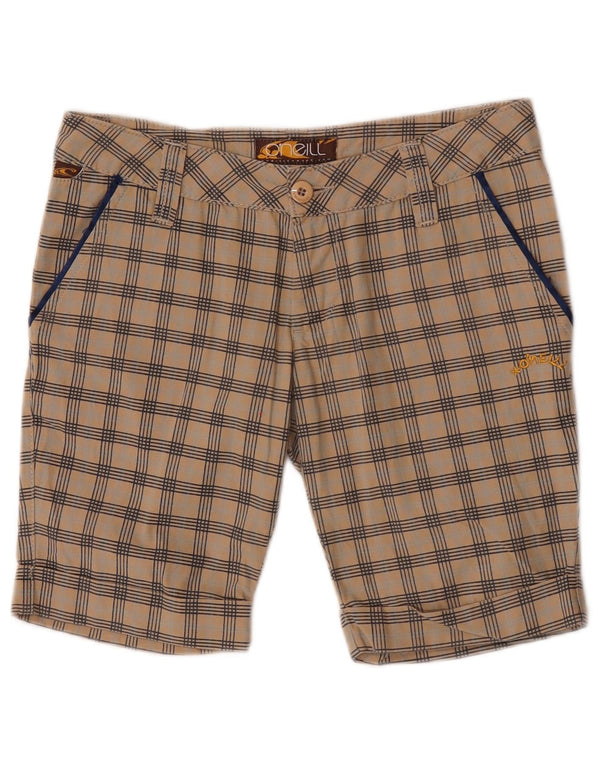 Shorts Chino feminino O'Neill W27 pequeno algodão xadrez bege