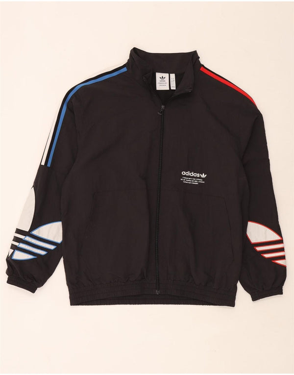 Adidas Mens Graphic Tracksuit Top Jaqueta Grande Poliamida Preta