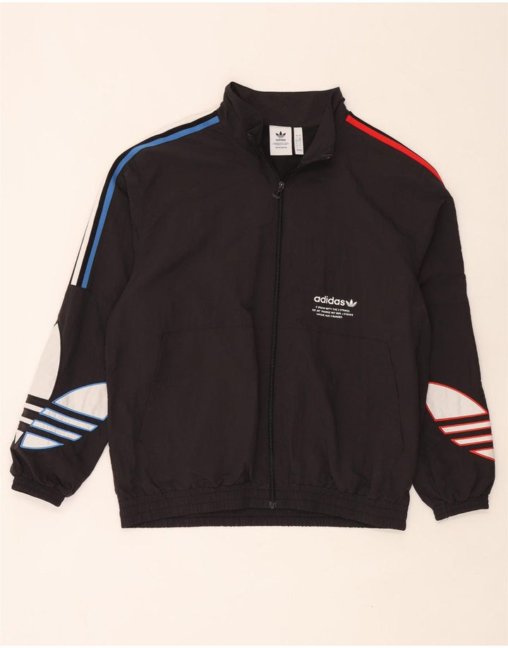 Adidas Mens Graphic Tracksuit Top Jaqueta Grande Poliamida Preta