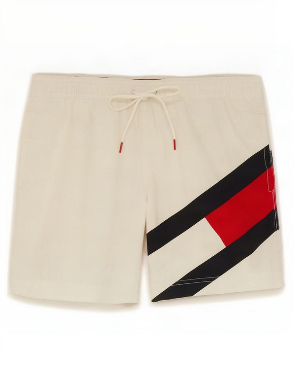 Shorts de natação masculino Tommy Hilfiger Slim Fit pequeno bloco colorido branco