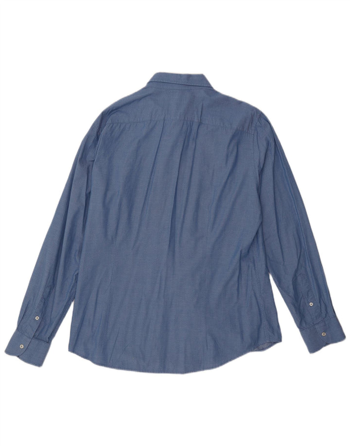 Camisa masculina BENETTON XL azul Argyle/algodão diamante