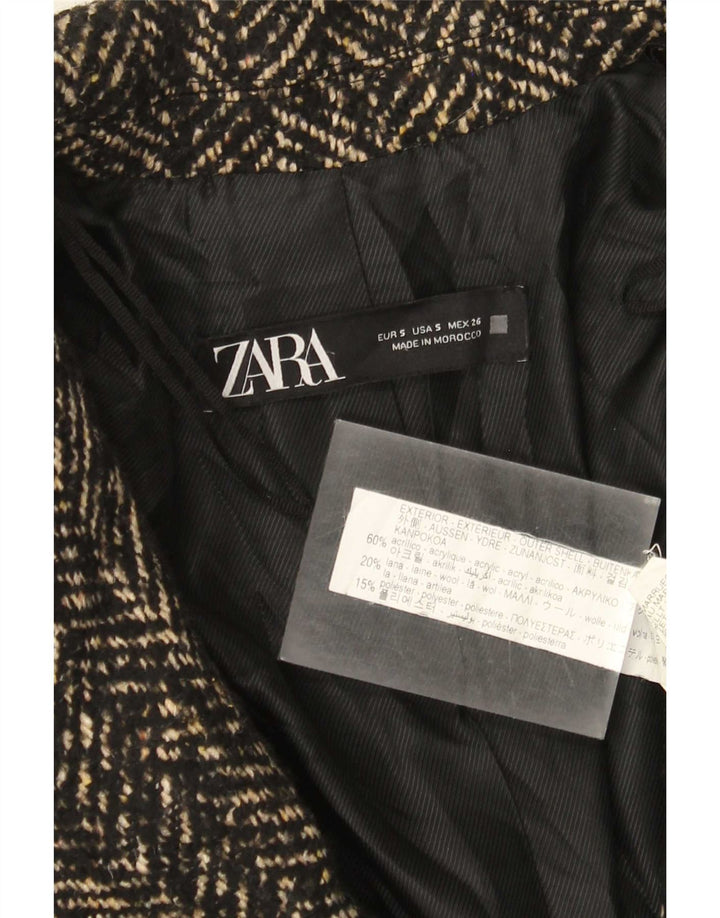 Sobretudo feminino Zara UK 10 pequeno acrílico espinha de peixe preto