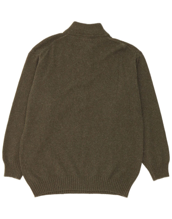 Suéter masculino Murphy & Nye com zíper e gola XL de lã verde