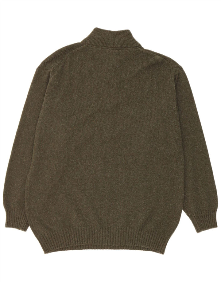 Suéter masculino Murphy & Nye com zíper e gola XL de lã verde