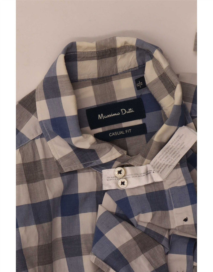 Camisa masculina casual Massimo Dutti de algodão guingão multicolorido médio