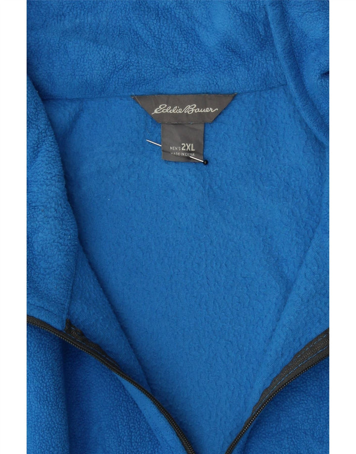 EDDIE BAUER Mens Zip Neck Fleece Jumper 2XL Blue Polyester Vintage Eddie Bauer and Second-Hand Eddie Bauer from Messina Hembry 