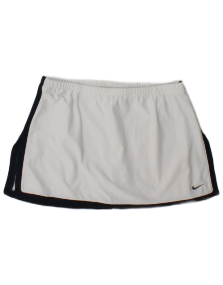 Mini saia de tênis feminina Nike US 8/10 médio branco colorblock poliéster