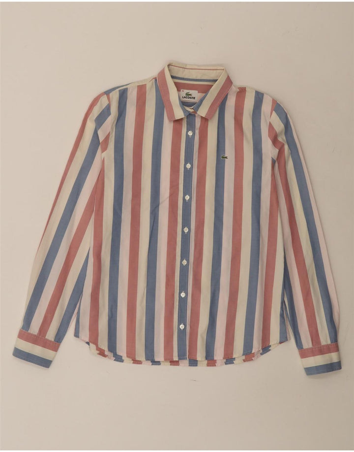 Camisa feminina Lacoste tamanho 42 grande algodão listrado multicolorido
