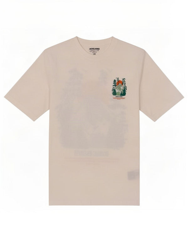 Camiseta gráfica masculina Jack & Jones Top médio algodão branco