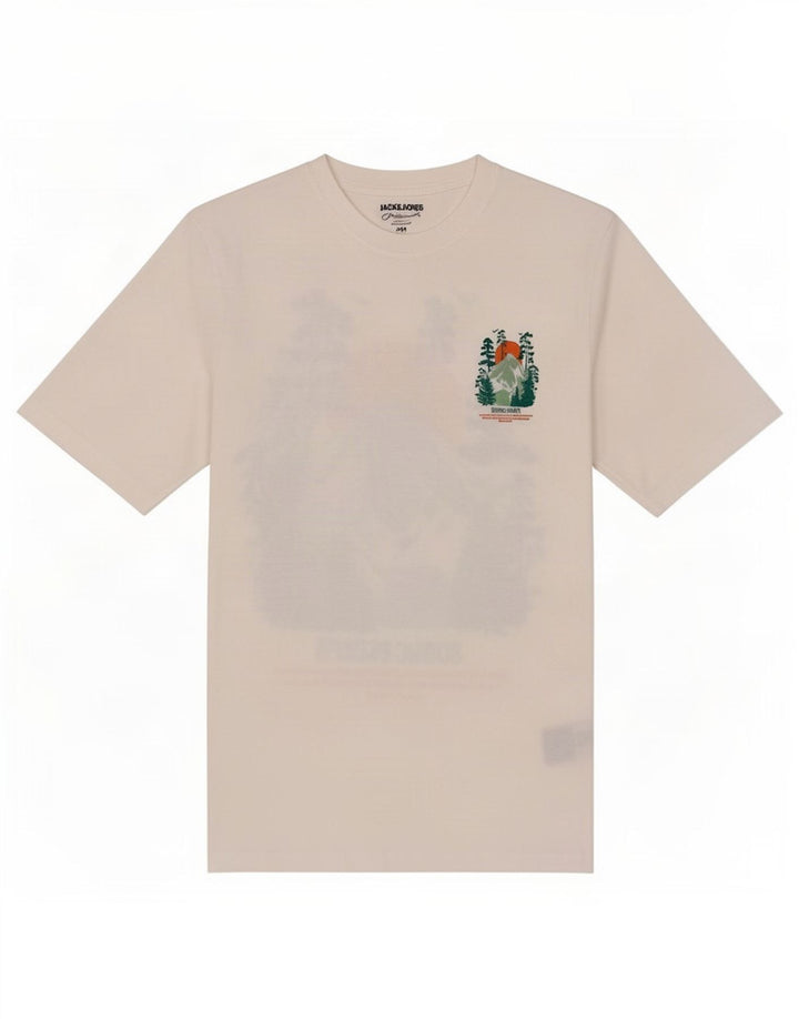 Camiseta gráfica masculina Jack & Jones Top médio algodão branco