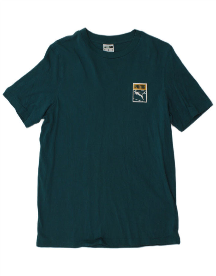 Camiseta masculina PUMA com estampa gráfica de algodão verde médio