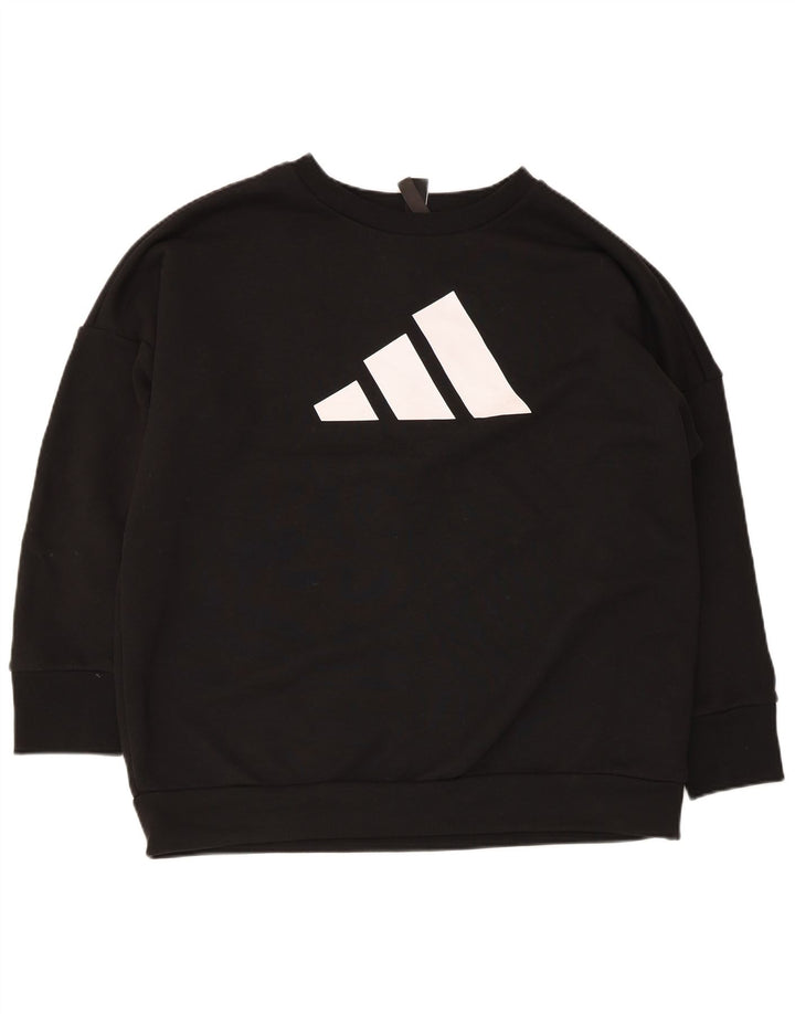 Adidas feminino gráfico oversized moletom jumper reino unido 12/14 médio preto