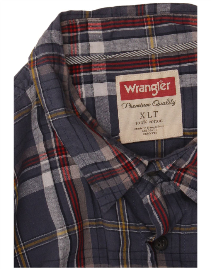 Camisa alta masculina Wrangler XL azul marinho xadrez algodão