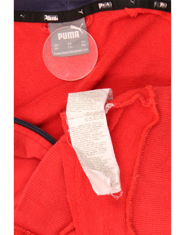 Suéter masculino PUMA com capuz e zíper gráfico 2XL algodão vermelho