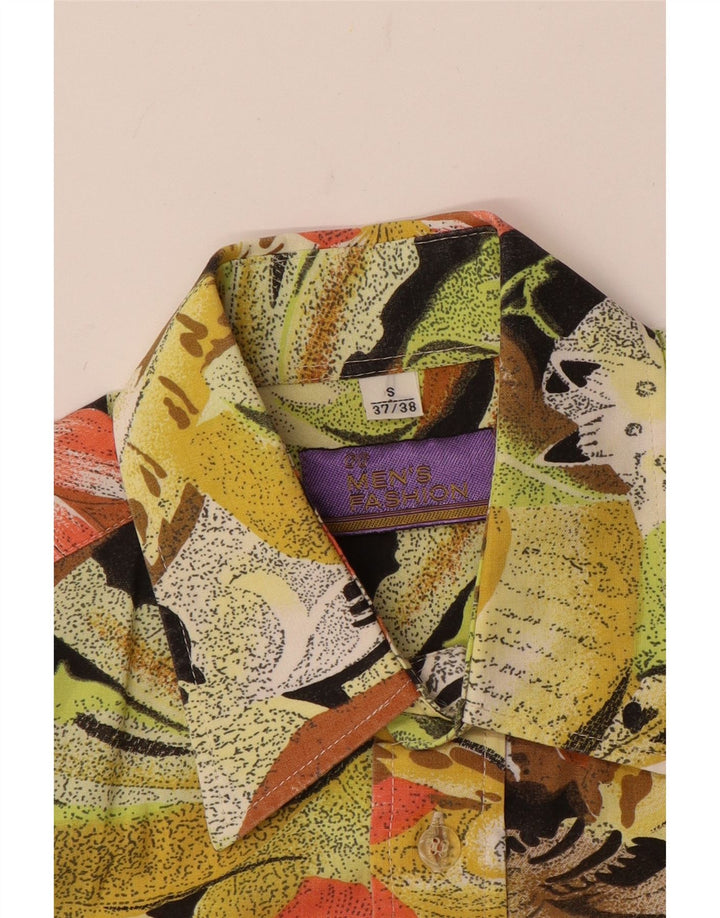 Camisa masculina VINTAGE manga curta pequena floral multicolorida