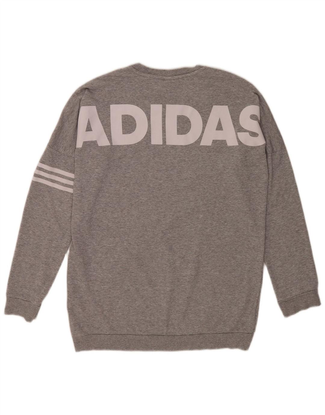 Adidas feminino gráfico oversized moletom jumper reino unido 8/10 pequeno cinza algodão