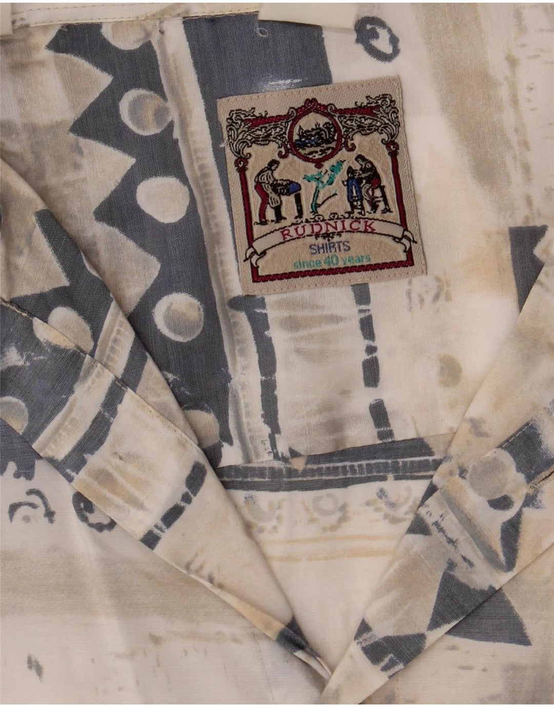 Camisa masculina de manga curta Rudnick média bege geométrica