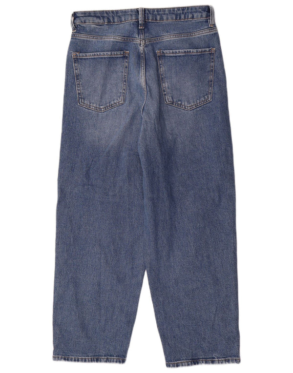Calça jeans feminina de cintura alta Marks & Spencer UK 10 pequena W28 L26 azul