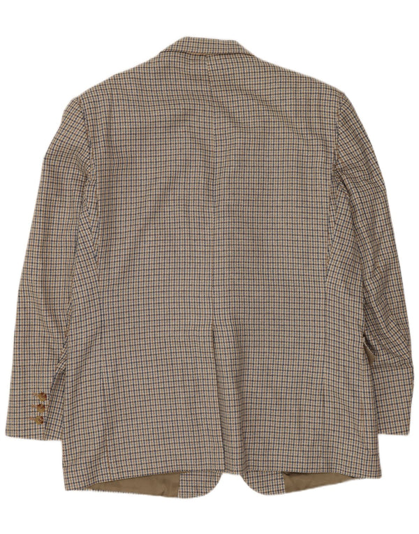 Jaqueta blazer masculina Orvis com 2 botões Reino Unido 44 2XL Bege Houndstooth
