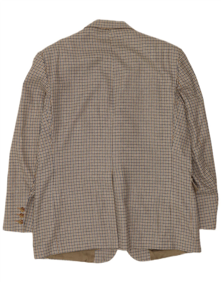 Jaqueta blazer masculina Orvis com 2 botões Reino Unido 44 2XL Bege Houndstooth