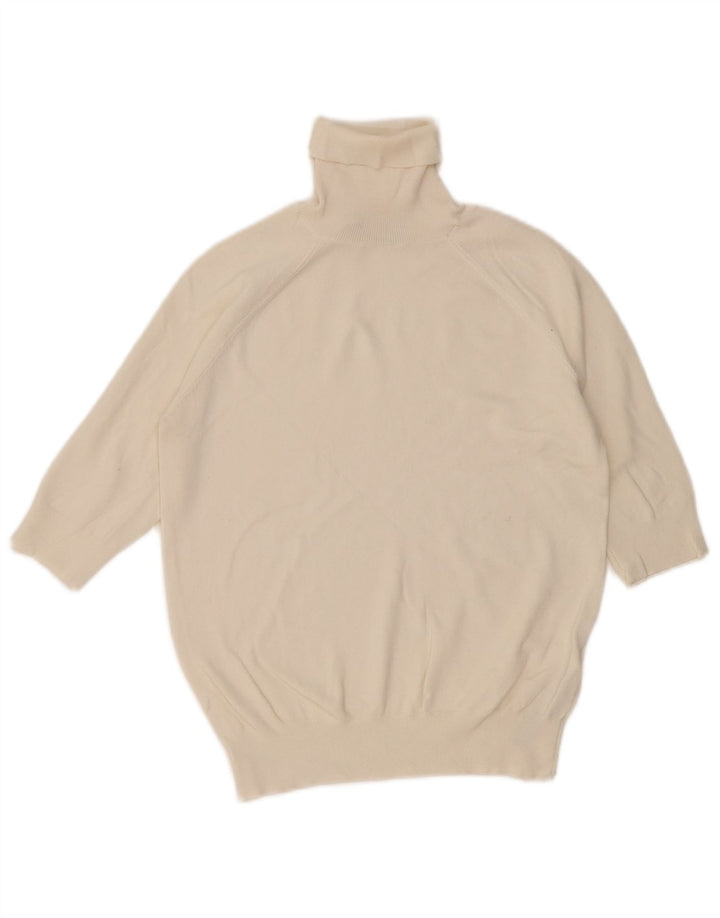 Suéter feminino Zara com gola redonda e viscose branca média UK 12