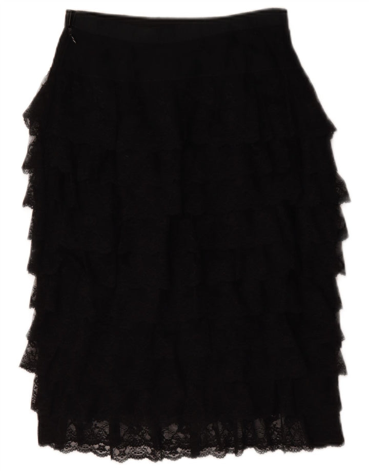 Saia vintage feminina transparente em camadas W28 médio preto