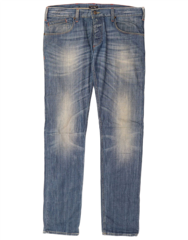ARMANI Jeans Slim Feminino W32 L34 Azul Algodão